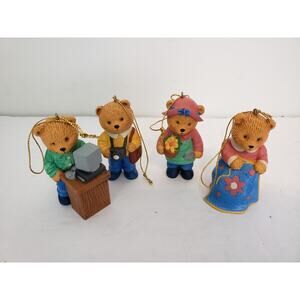 Vintage 1996 Avon Hobby Bears Christmas Ornaments Holiday Cottagecore 2" Lot 4